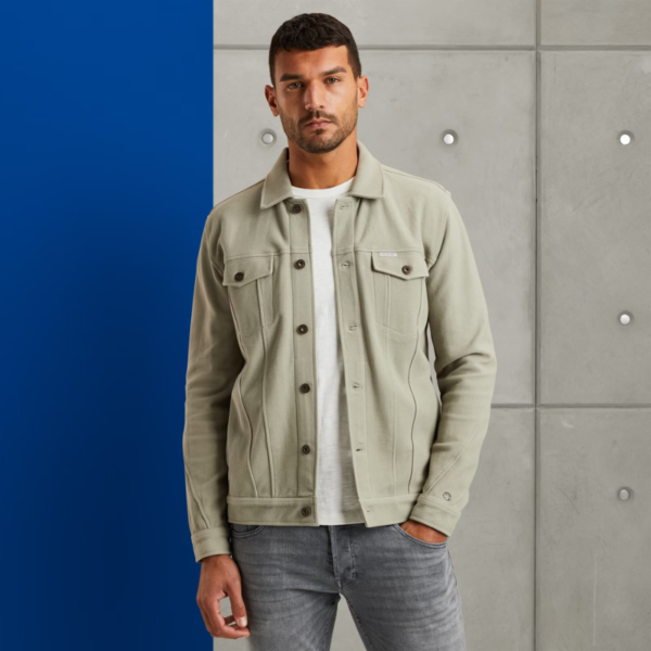 CAST IRON OVERSHIRT BUTTON JACKET TWILL SWEAT SEAGRASS