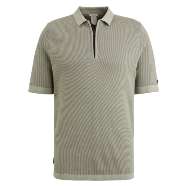 CAST IRON POLO COTTON MODAL HALF ZIP SEAGRASS - Afbeelding 3