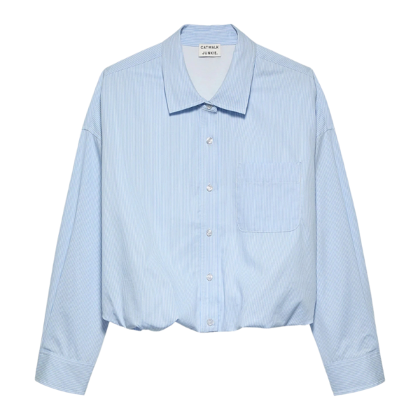 CATWALK JUNKIE BLOUSE MET TUCK IN EFFECT CHAMBRAY STRIPE BLUE