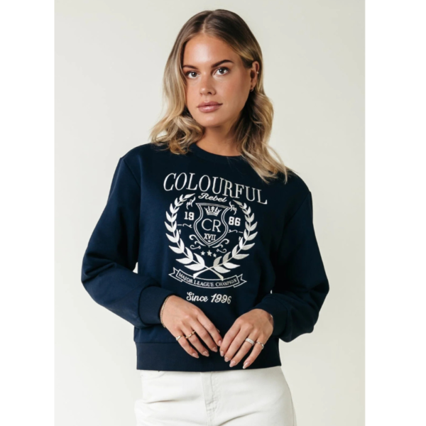 COLOURFUL REBEL SWEATER COLLEGE 1986 EMBRO NAVY - Afbeelding 2