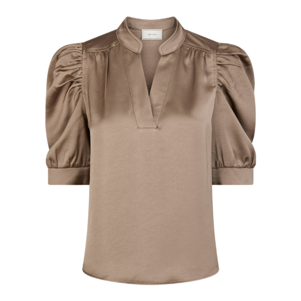 NEO NOIR BLOUSE ROELLA HEAVY SATEEN DARK TAUPE