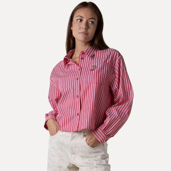 ANOTHER-LABEL BLOUSE DIEGA SHIRT RED WHITE STRIPE - Afbeelding 2