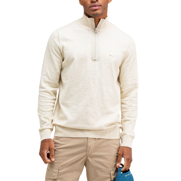 BUTCHER OF BLUE PULLOVER LT CLIFDEN HALF ZIP BEIGE GREY