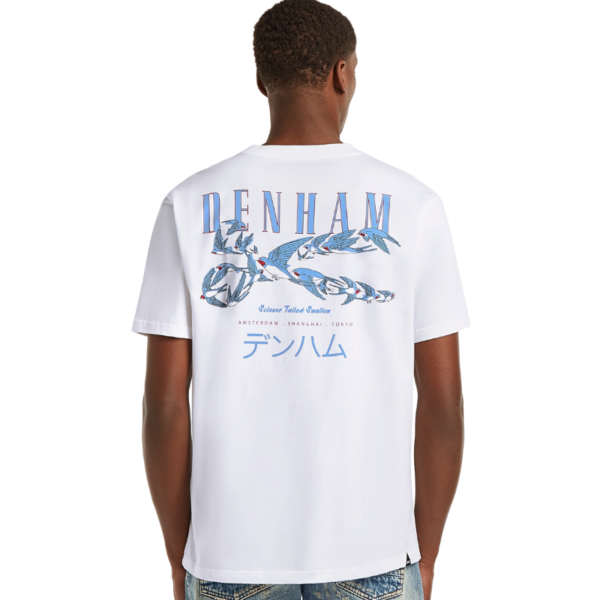 DENHAM T-SHIRT SWALLOW TEE CJ GRAPHIC CORE JERSEY WHITE