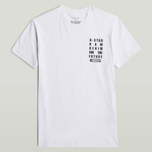 G-STAR RAW MEN T-SHIRT TEXT CHEST WHITE - Afbeelding 2