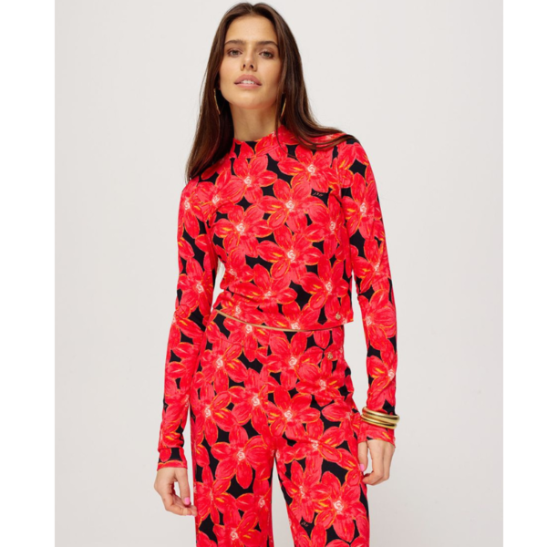 HARPER & YVE TOP JEFF-LS SPICY RED FLOWER - Afbeelding 2