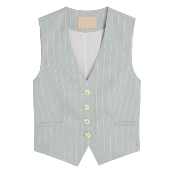 JOSH V GILET RUDY FITTED KRIJTSTREEP SKY BLUE - Afbeelding 3