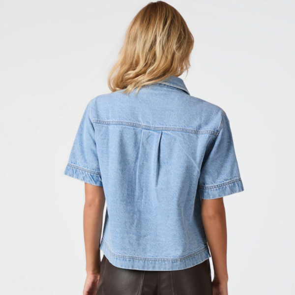 NEO NOIR BLOUSE TIKI DENIM SHIRT SMOKE BLUE - Afbeelding 3