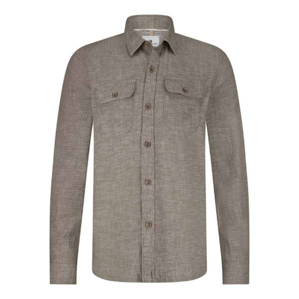 STATE OF ART OVERHEMD OVERSHIRT GEMELEERD BEIGE/WIT - Afbeelding 2