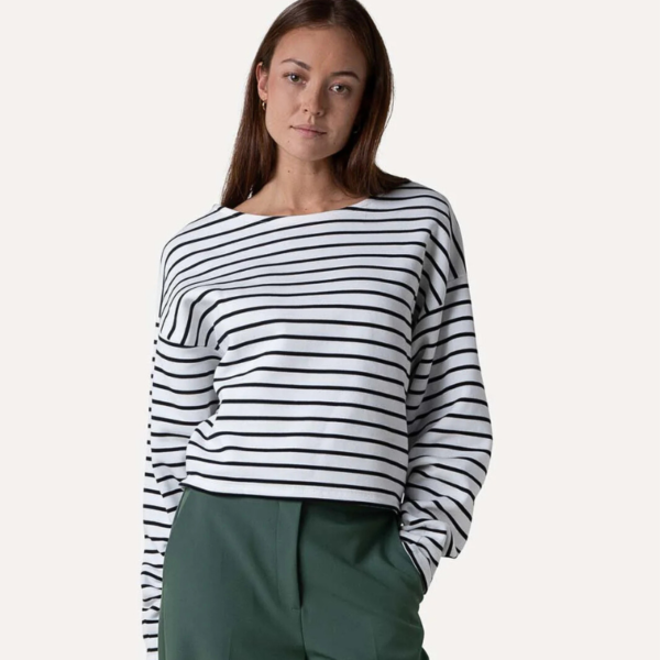 ANOTHER-LABEL SWEATER JOANNE SWEAT BLACK WHITE STRIPE