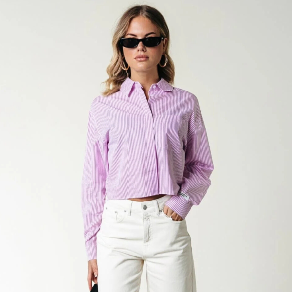 COLOURFUL REBEL BLOUSE ALIYA STRIPE BOXY ORCHID PINK