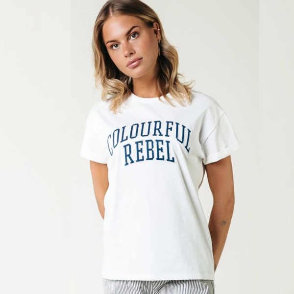 COLOURFUL REBEL T-SHIRT CR PRINT BOXY TEE STANDARD WHITE