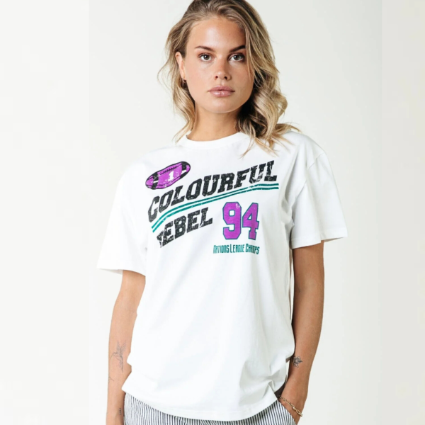 COLOURFUL REBEL T-SHIRT RUGBY LOOSEFIT TEE STANDARD WHITE