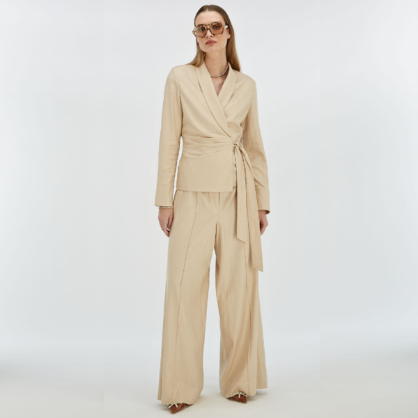 JOSH V PANTS ARIES MID RISE WIDE LEG LIGHT SAND - Afbeelding 2